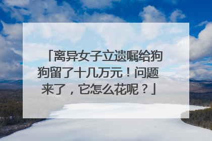 离异女子立遗嘱给狗狗留了十几万元！问题来了，它怎么花呢？
